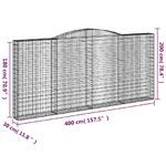 vidaXL Cesto Gabbione ad Arco 400x30x180/200 cm Ferro Zincato