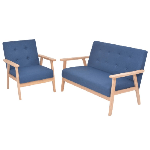 vidaXL Set di Divani 2 pz in Tessuto Blu