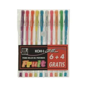 Koh-I-Noor NAGP10P penna gel Penna in gel con cappuccio Blu, Verde, Arancione, Rosa, Rosso, Viola, Bianco, Giallo 10 pezzo(i)