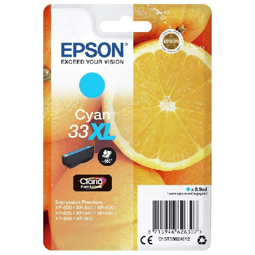 Epson-Oranges-Cartuccia-Ciano-T33XL-Claria-Premium