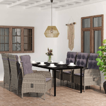 vidaXL Set da Pranzo da Giardino 7 pz con Cuscini Grigio e Nero