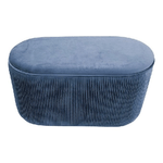 Pouf Ovale con Coperchio Arhis in Velluto 80x40cm-H40cm Blu