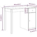 Scrivania Bianca 100x50x75 cm in Legno Massello di Pino