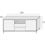 Dmora Credenza Ddiges, Mobile buffet a 2 ante e 2 cassetti, Madia elegante da soggiorno