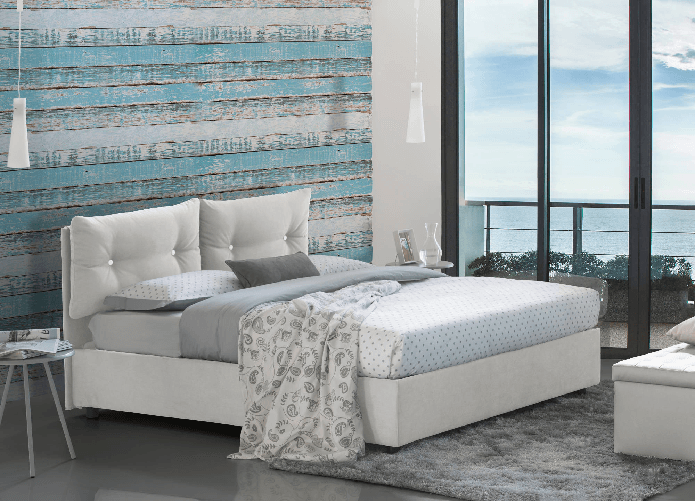 Talamo Italia Letto singolo Daais, Letto contenitore con rivestimento in tessuto