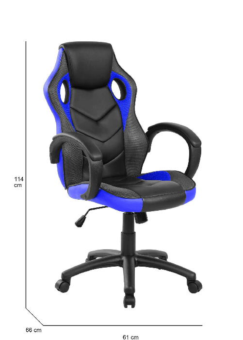 Dmora Sedia da gaming Darlanc, Poltrona da gaming adulto, Sedia da scrivania, 66x61h104/114 cm