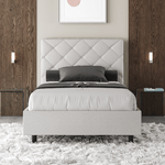 Letto una piazza e mezza senza rete imbottito 120x190 similpelle bianco Priya