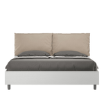 Letto matrimoniale senza rete 160x190 bianco frassino cuscini similpelle tortora Egos Antea