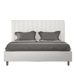 Letto matrimoniale con rete imbottito 160x190 similpelle bianco Agueda