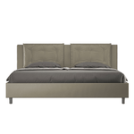 Letto matrimoniale king size con rete imbottito 180x210 similpelle cappuccino Annalisa