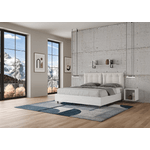 Letto matrimoniale senza rete 160x200 bianco frassino cuscini similpelle bianco Egos Annalisa