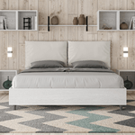 Letto matrimoniale con rete 160x200 bianco frassino cuscini similpelle bianco Egos Antea