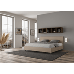 Letto matrimoniale king size con rete imbottito 180x200 similpelle tortora Adele