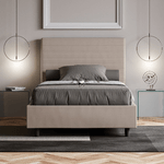 Letto una piazza e mezza senza rete imbottito 120x200 similpelle tortora Focus