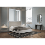 Letto matrimoniale con rete 160x190 bianco frassino testata similpelle tortora Level