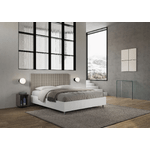 Letto matrimoniale contenitore 160x190 bianco frassino testata similpelle tortora Burmy