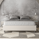 Letto matrimoniale con rete imbottito 160x190 similpelle bianco Azelia