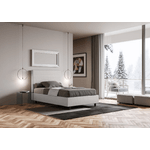 Letto una piazza e mezza senza rete imbottito 120x190 similpelle bianco Focus