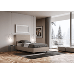 Letto una piazza e mezza contenitore imbottito 120x210 similpelle tortora Focus