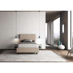 Letto una piazza e mezza senza rete imbottito 120x190 similpelle tortora Sunny