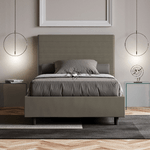 Letto una piazza e mezza contenitore imbottito 120x210 similpelle cappuccino Focus