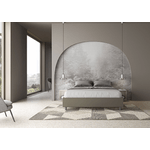 Letto matrimoniale con rete imbottito 160x200 similpelle cappuccino Azelia