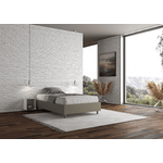 Letto una piazza e mezza contenitore imbottito 120x200 similpelle cappuccino Azelia