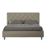 Letto matrimoniale con rete imbottito 160x210 similpelle cappuccino Priya