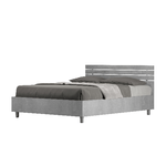 Letto matrimoniale francese contenitore 140x200 testata dritta con doghe cemento Ankel