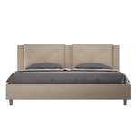 Letto matrimoniale king size con rete imbottito 180x210 similpelle tortora Appia