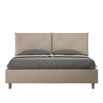 Letto matrimoniale con rete imbottito 160x190 similpelle tortora Appia