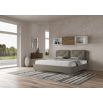 Letto matrimoniale king size senza rete imbottito 180x200 similpelle cappuccino Appia