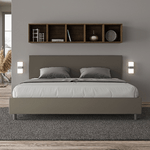 Letto matrimoniale king size contenitore imbottito 180x200 similpelle cappuccino Adele