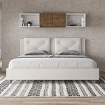 Letto matrimoniale king size con rete imbottito 180x210 similpelle bianco Appia