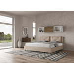 Letto matrimoniale king size con rete imbottito 180x200 similpelle tortora Appia