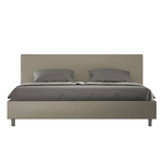 Letto matrimoniale king size con rete imbottito 200x200 similpelle cappuccino Adele