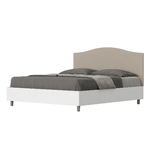 Letto matrimoniale con rete 160x200 bianco frassino testata similpelle tortora Grace