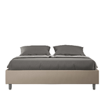 Letto matrimoniale con rete imbottito 160x190 similpelle tortora Azelia