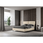 Letto matrimoniale senza rete imbottito 160x200 similpelle tortora Nandy