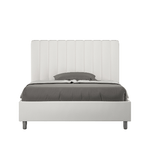 Letto una piazza e mezza con rete imbottito 120x210 similpelle bianco Agueda