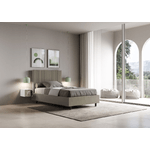 Letto una piazza e mezza contenitore imbottito 120x210 similpelle cappuccino Goya