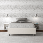 Letto matrimoniale francese con rete imbottito 140x210 similpelle bianco Azelia