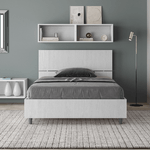 Letto una piazza e mezza con rete 120x190 testata inclinata bianco frassino Demas