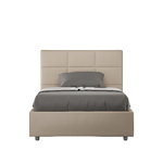 Letto una piazza e mezza con rete imbottito 120x210 similpelle tortora Mika