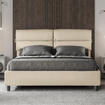 Letto matrimoniale con rete imbottito 160x210 similpelle tortora Nandy