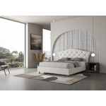 Letto matrimoniale con rete imbottito 160x200 similpelle bianco Langre