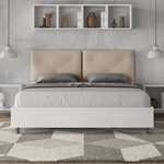 Letto matrimoniale senza rete 160x200 bianco frassino cuscini similpelle tortora Egos Appia