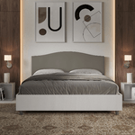 Letto matrimoniale con rete 160x200 bianco frassino testata similpelle cappuccino Grace