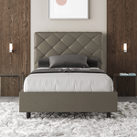 Letto una piazza e mezza senza rete imbottito 120x200 similpelle cappuccino Priya