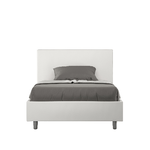 Letto una piazza e mezza contenitore imbottito 120x210 similpelle bianco Adele